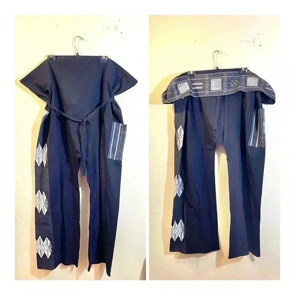 PANASIAM Size XL Black Pants Harem Aladdin Yoga Fold Waist Pocket Wide Leg NEW - Picture 1 of 14